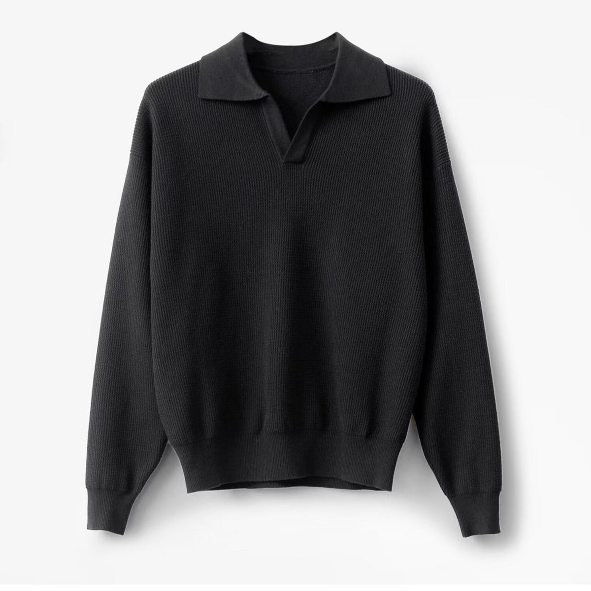 Męski Pulower z Długim Rękawem – Slim Fit, Jednolity Kolor