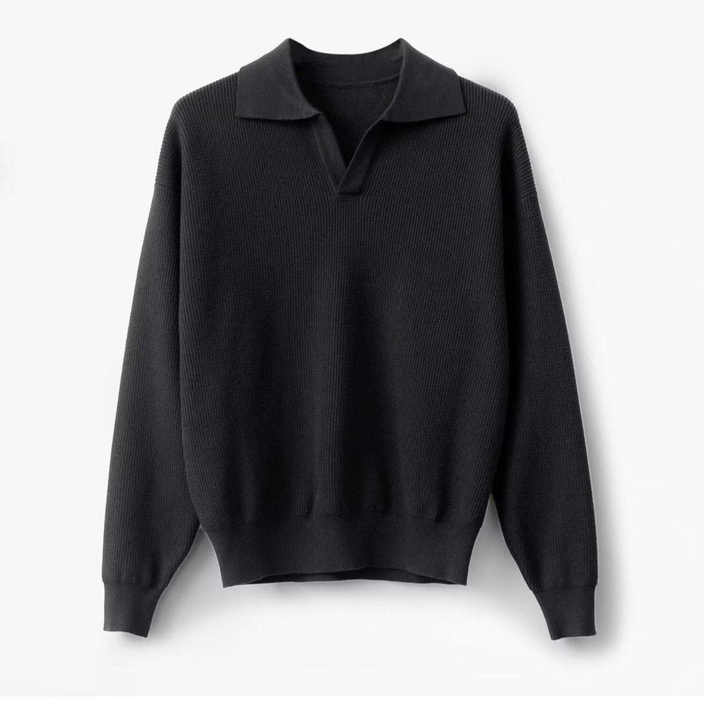 Męski Pulower z Długim Rękawem – Slim Fit, Jednolity Kolor