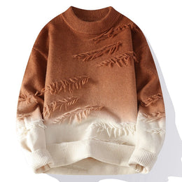 Męski Sweter Z Efektem Ombre I Postrzępionymi Detalami