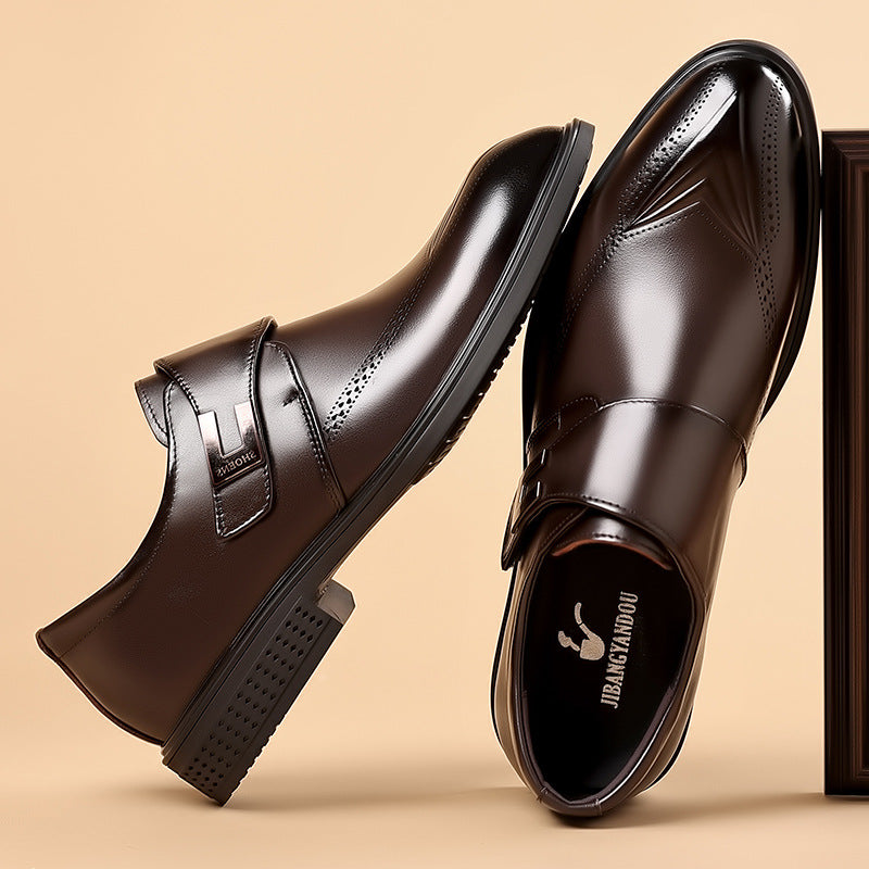 Męskie Buty Typu Oxford Slip-On Z Klamrą I Perforowanym Noskiem