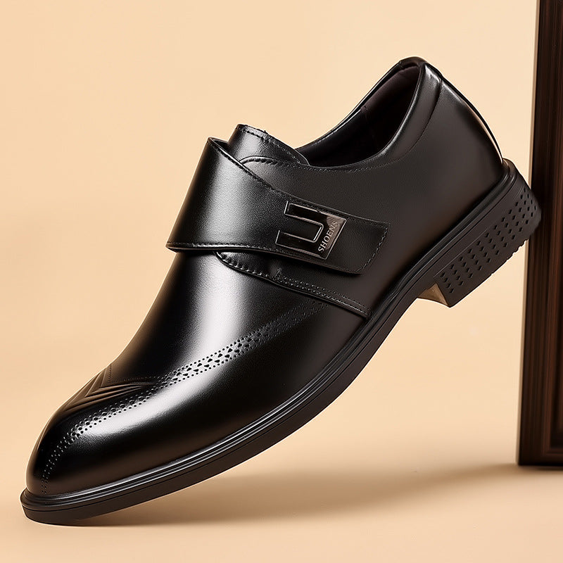 Męskie Buty Typu Oxford Slip-On Z Klamrą I Perforowanym Noskiem