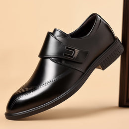 Męskie Buty Typu Oxford Slip-On Z Klamrą I Perforowanym Noskiem