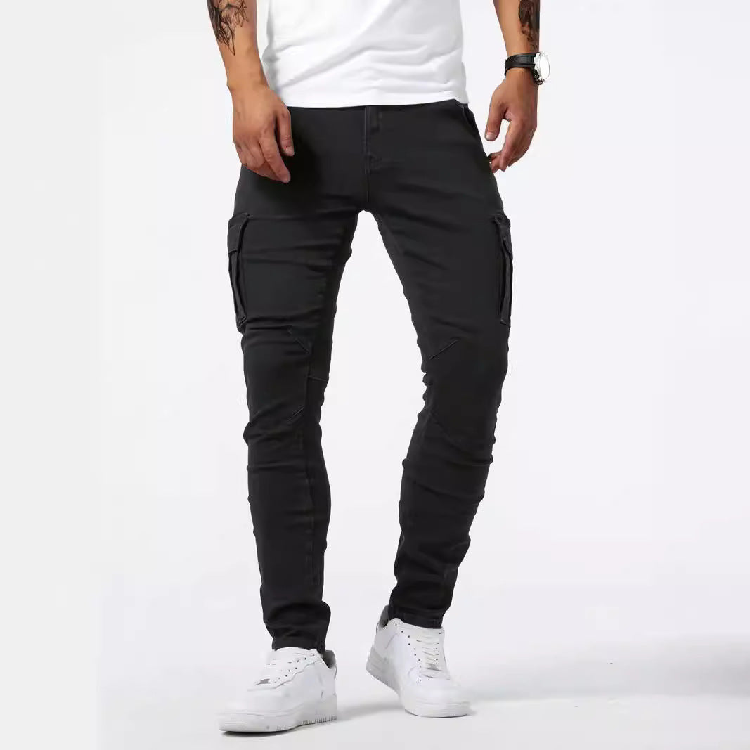 Spodnie Cargo Męskie Z Mieszanki Denimu Ze Stretchem I Wieloma Kieszeniami