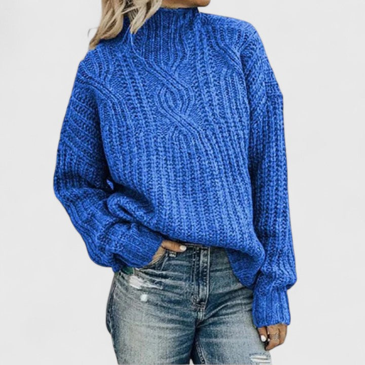 Damski Sweter Dzianinowy Ze Wzorem Warkoczowym I Luźnym Krojem