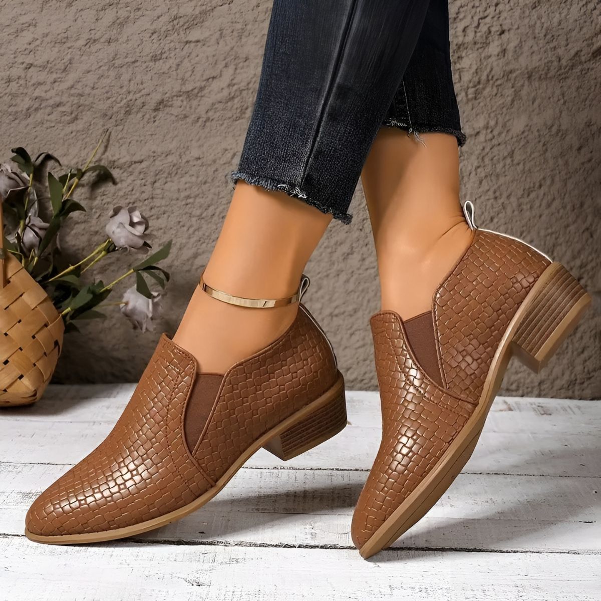 Damskie Buty Typu Oxford Na Niskim Obcasie, Wegańskie, Klasyczne, Czarne