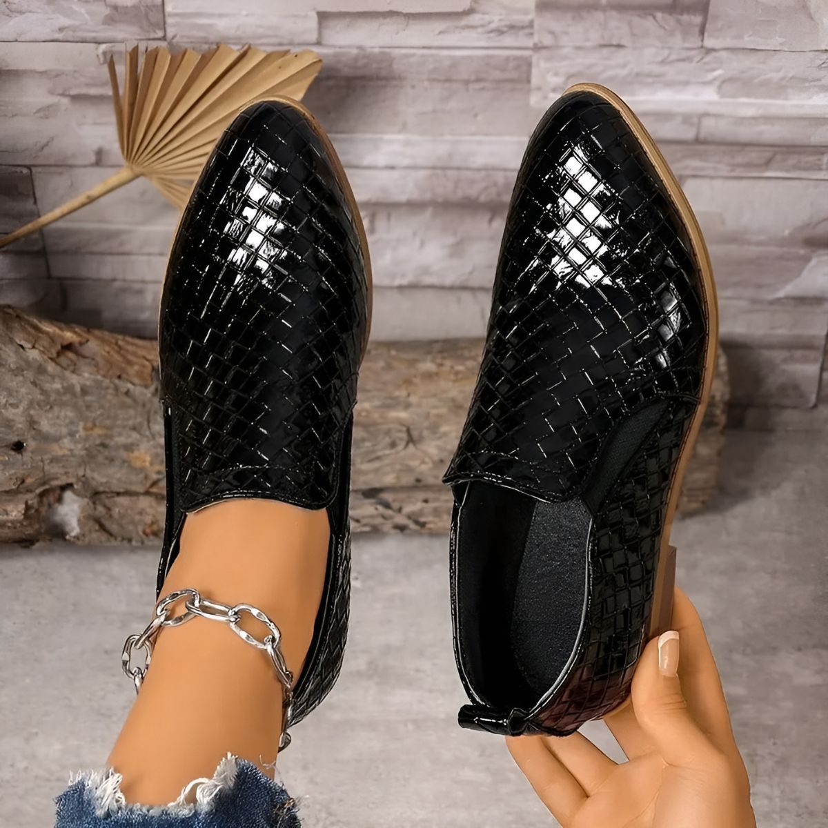 Damskie Buty Typu Oxford Na Niskim Obcasie, Wegańskie, Klasyczne, Czarne