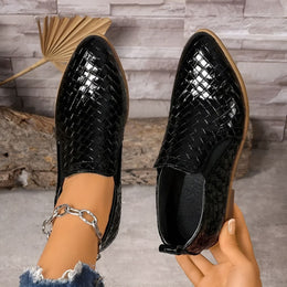 Damskie Buty Typu Oxford Na Niskim Obcasie, Wegańskie, Klasyczne, Czarne