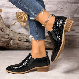 Damskie Buty Typu Oxford Na Niskim Obcasie, Wegańskie, Klasyczne, Czarne