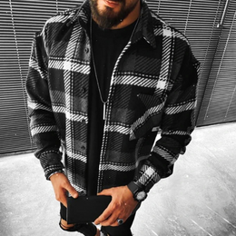 Koszula Flanelowa Męska Z Długim Rękawem, Regularny Krój, Strukturalny