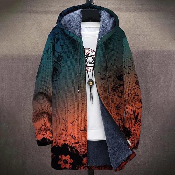Damska Kurtka Jesienna Fleece Z Artystycznym Printem