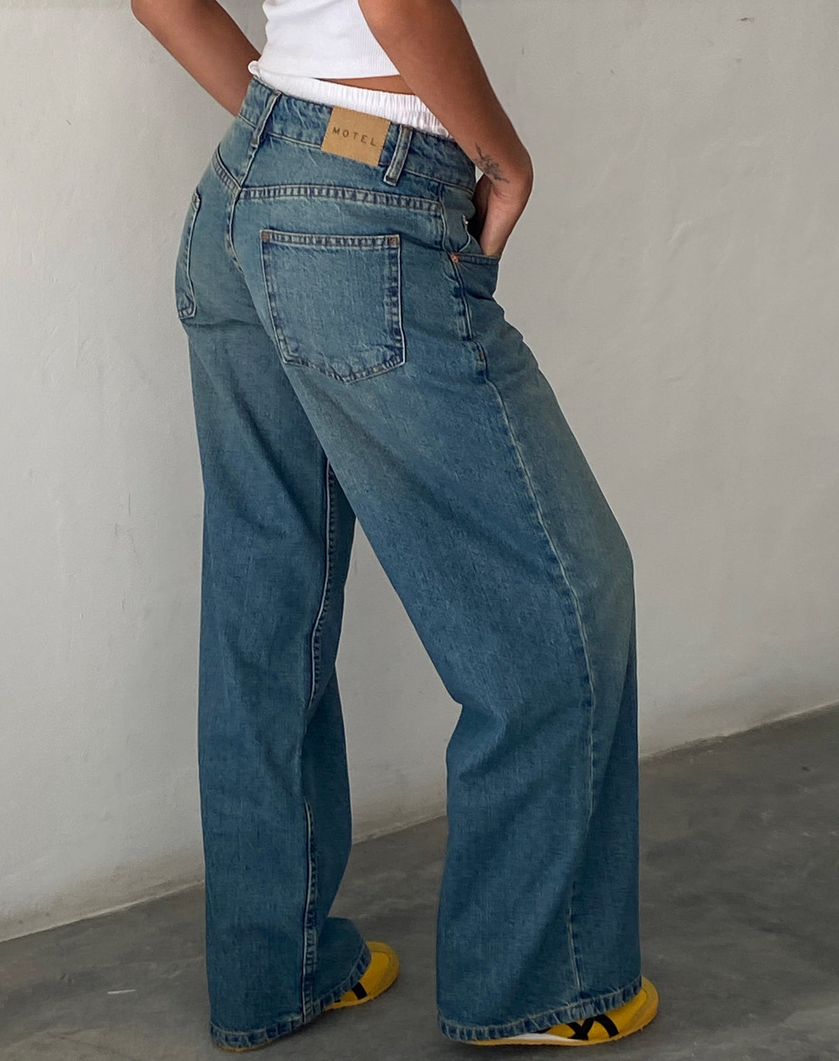 Jeansy Damskie Bardzo Szerokie, Niski Stan, Vintage Wash