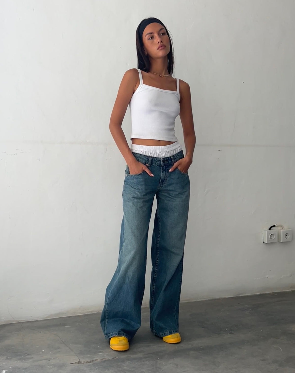 Jeansy Damskie Bardzo Szerokie, Niski Stan, Vintage Wash