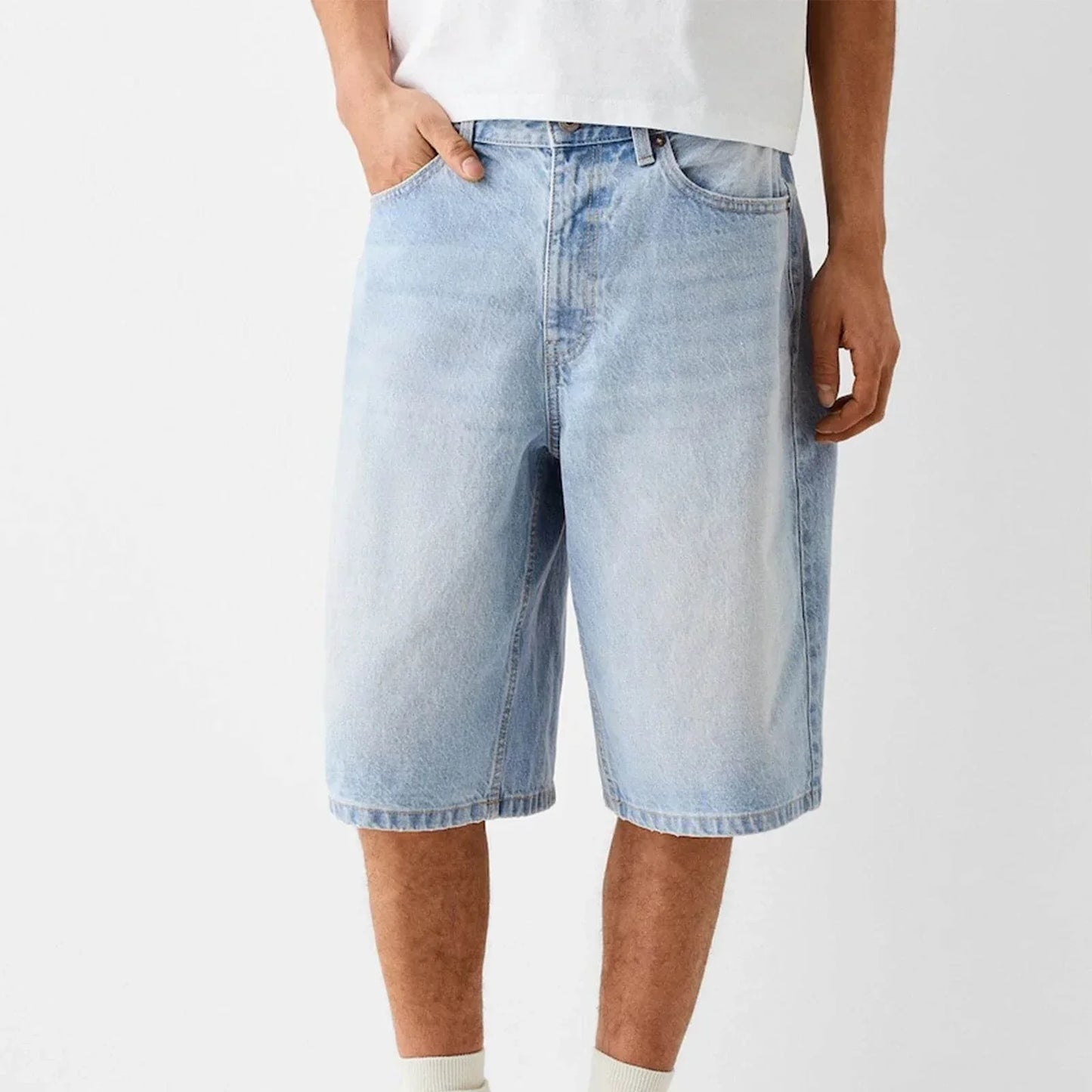 Meskie Szorty Denimblendshorts Baggy Fit Za Kolano Z Efektem Vintage