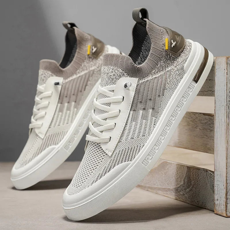 Męskie Sneakersy Dzianinowe Dwukolorowe z Wkładką EVA