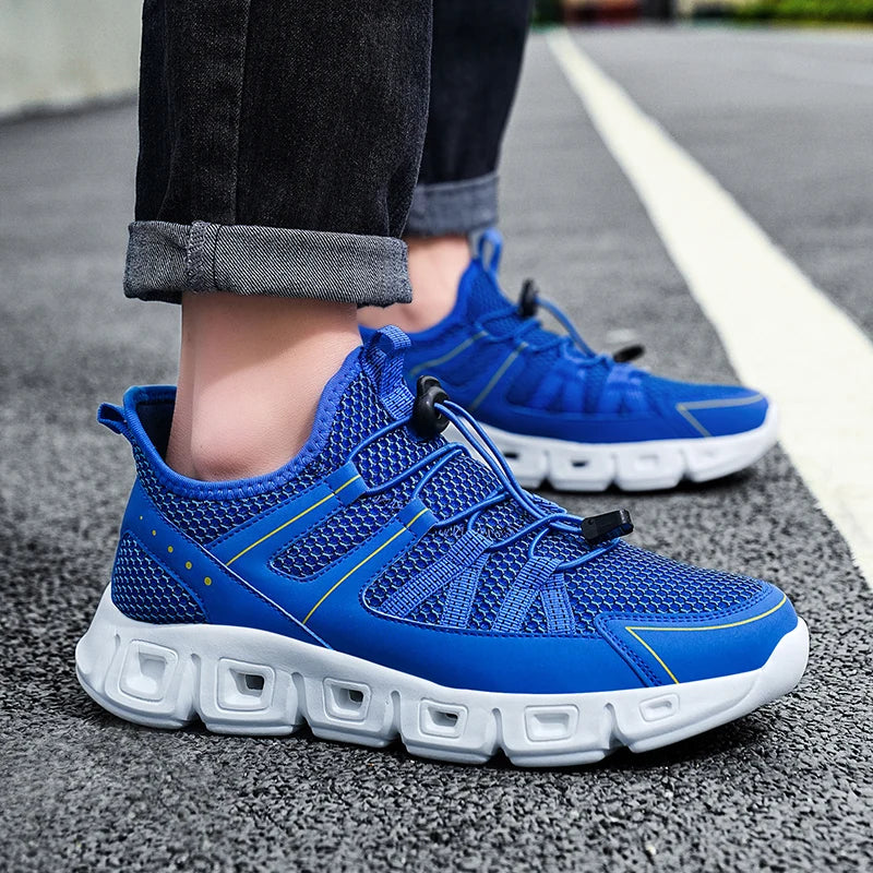 Męskie Buty Do Biegania Z Cholewką Z Siateczki, Systemem Szybkiego Sznurowania I Amortyzującą Podeszwą