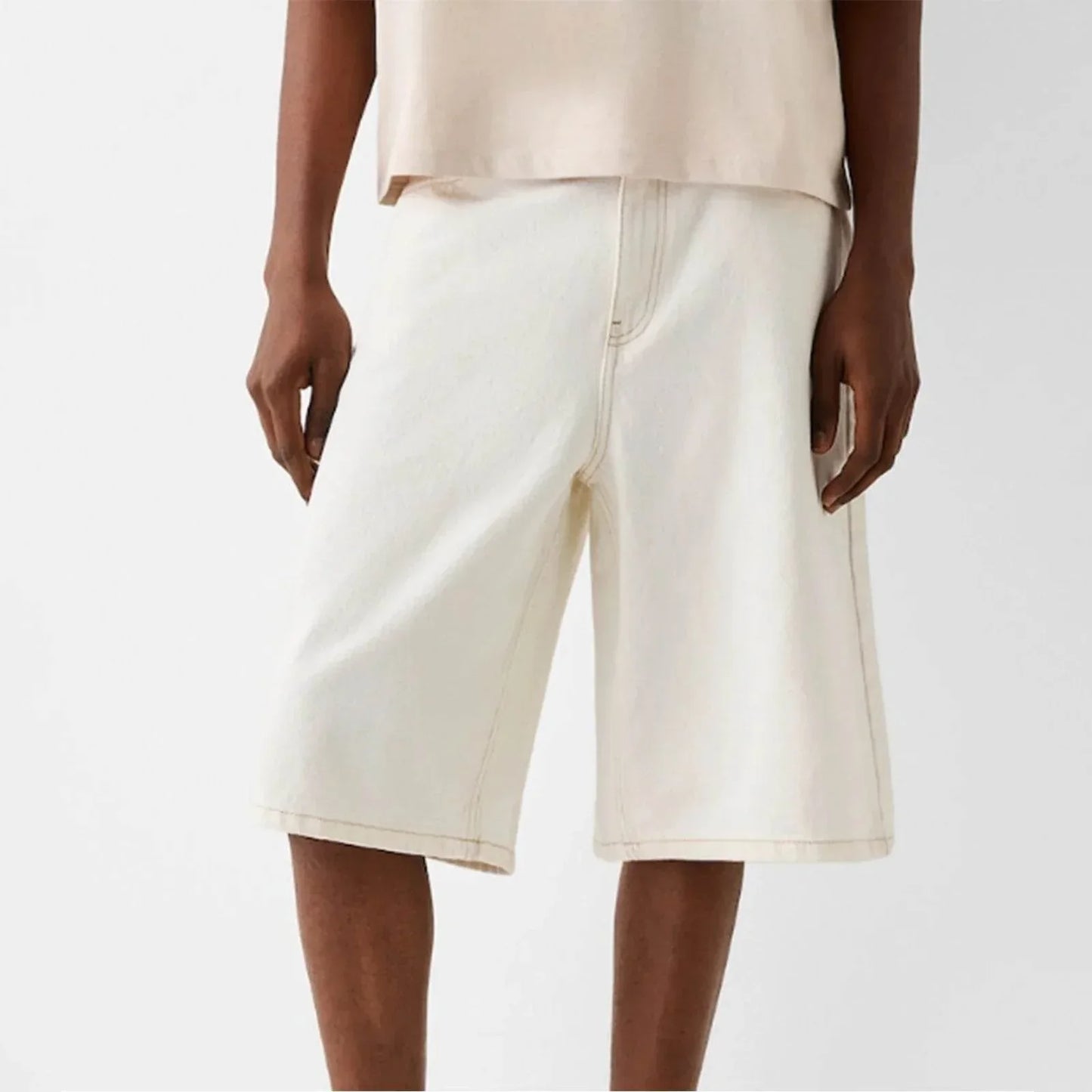 Meskie Szorty Denimblendshorts Baggy Fit Za Kolano Z Efektem Vintage