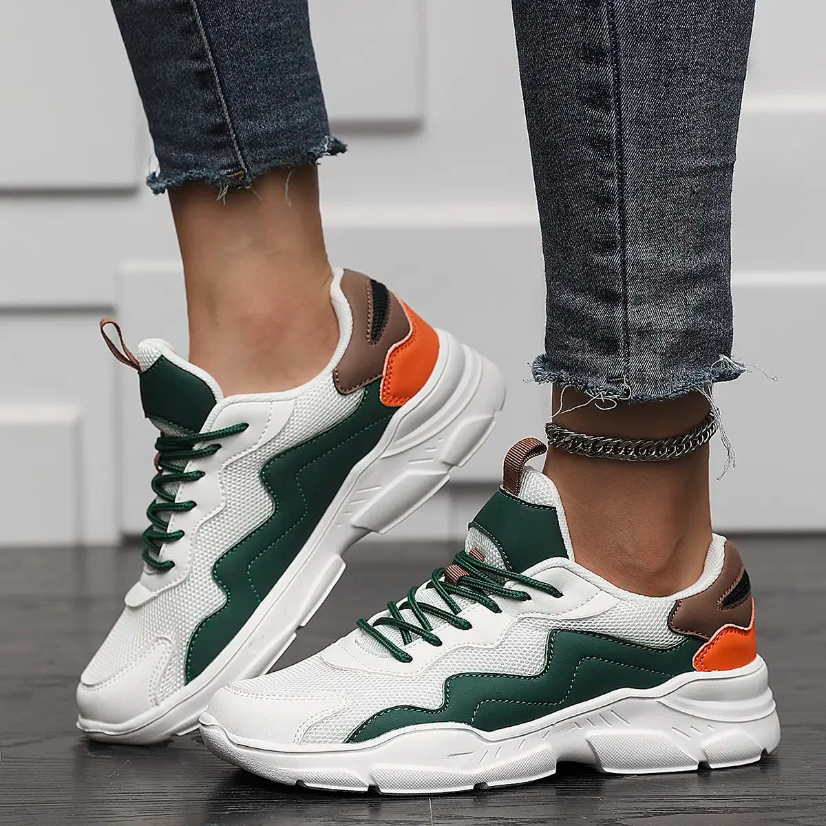 Damskie Buty Do Biegania W Stylu Retro Z Warstwową Siateczką I Amortyzowaną Podeszwą