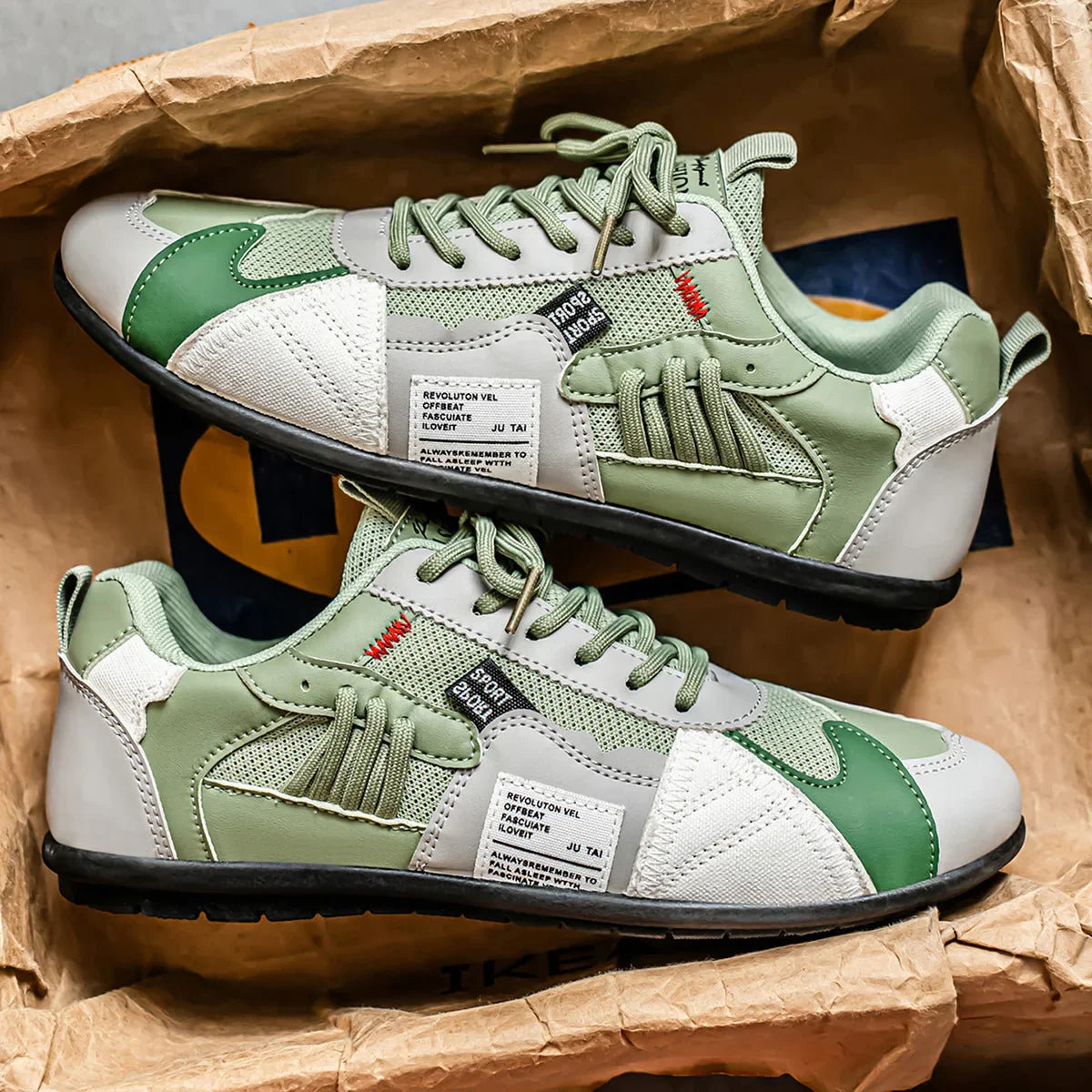 Męskie Sneakersy Sznurowane z Wielowarstwową Siateczką i Panelami