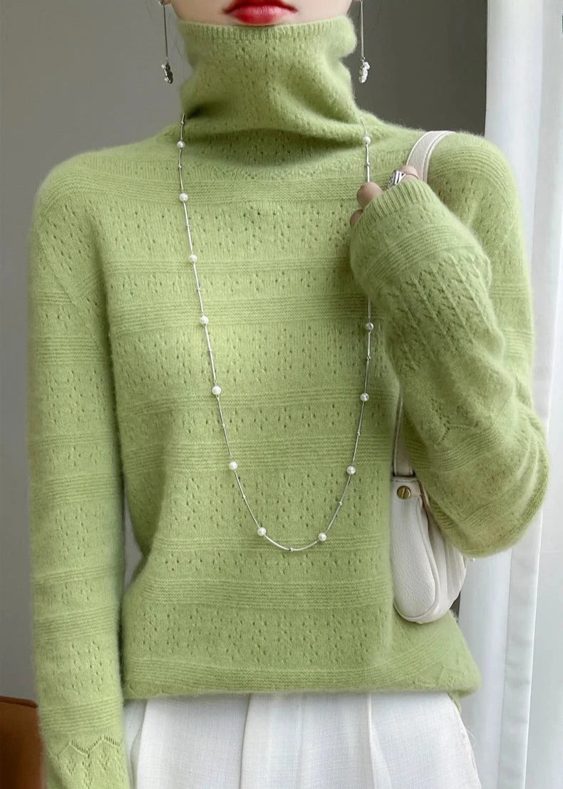 Damski Sweter z Golfem z Subtelnym Wzorem