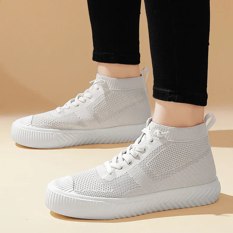 Męskie Sneakersy Wysokie Dzianinowe z Wkładką Ortopedyczną i Systemem Bez Wiązania