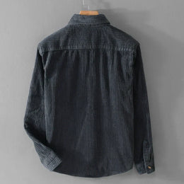 Męska Jesienna Kurtka Typu Overshirt Z Przodu Na Guziki I Kołnierzykiem Klasycznym