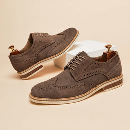 Męskie Buty Sznurowane z Wingtips i Ażurowymi Detalami (Brogue)