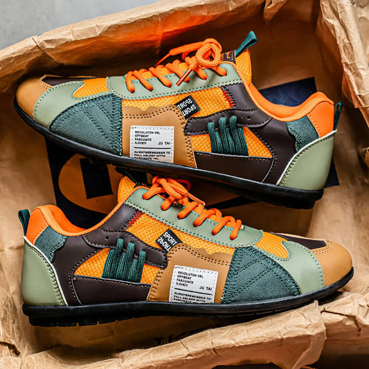 Męskie Sneakersy Sznurowane z Wielowarstwową Siateczką i Panelami