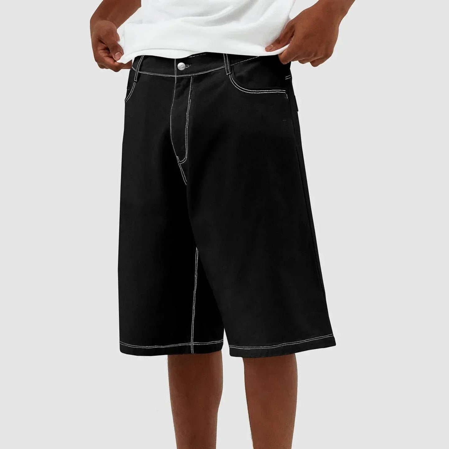 Meskie Szorty Denimblendshorts Baggy Fit Za Kolano Z Efektem Vintage