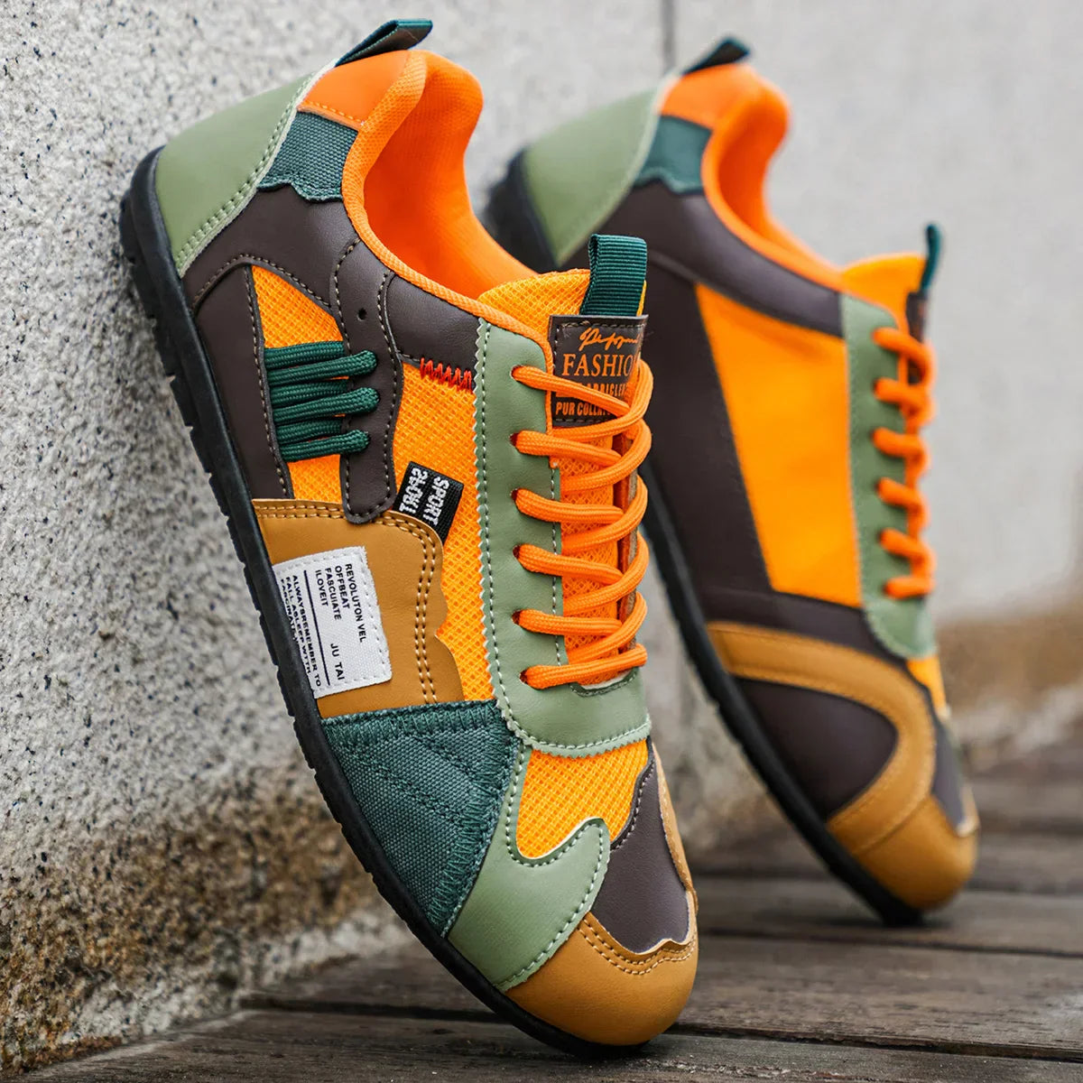 Męskie Sneakersy Sznurowane z Wielowarstwową Siateczką i Panelami