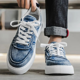 Męskie Sneakersy Niskie z Efektem Sprania i Sznurowaniem