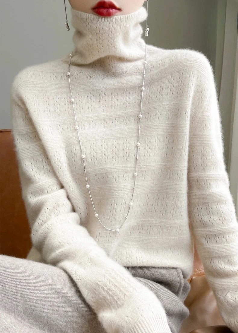 Damski Sweter z Golfem z Subtelnym Wzorem