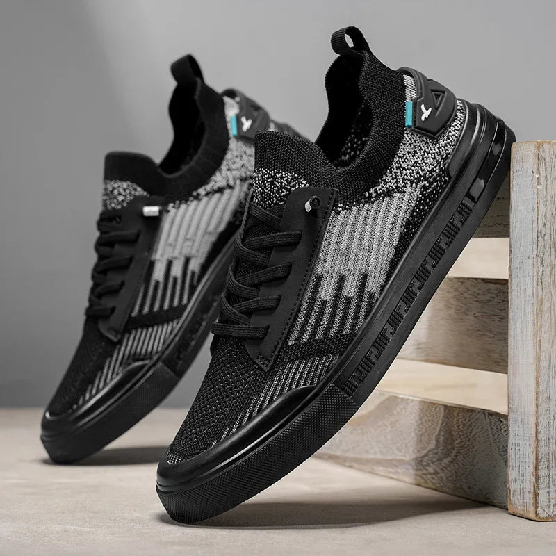 Męskie Sneakersy Dzianinowe Dwukolorowe z Wkładką EVA