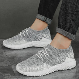 Męskie Sneakersy z Siatki z Elastycznym Kołnierzem i Gumową Podeszwą