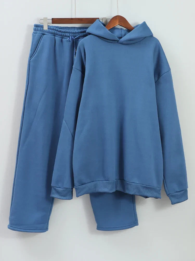 Męski Jesienny Dres Dwuczęściowy Z Bluzą Z Kapturem I Spodniami Jogger O Oversize'owym Kroju