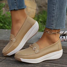Damskie Mokasyny Na Platformie Gold Bit Slip On Z Elastyczna Podeszwa