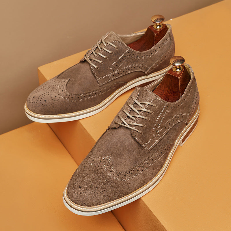 Męskie Buty Sznurowane z Wingtips i Ażurowymi Detalami (Brogue)