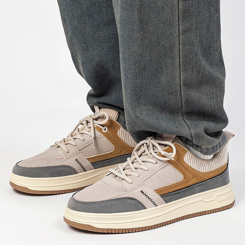 Męskie Sneakersy Patchworkowe z Amortyzowaną Wkładką i Sznurowaniem