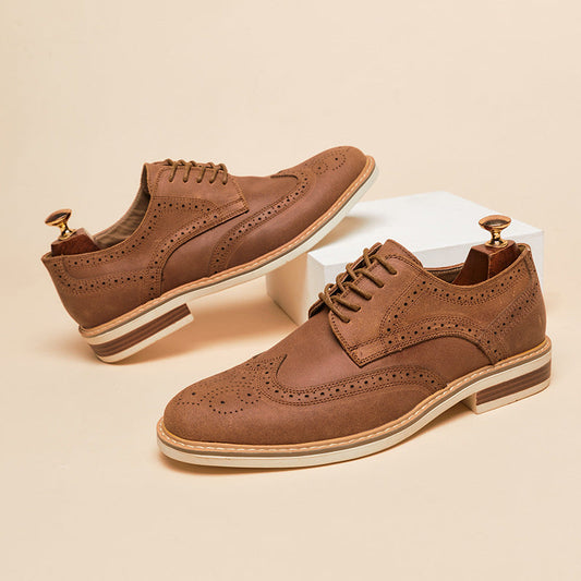 Męskie Buty Sznurowane z Wingtips i Ażurowymi Detalami (Brogue)