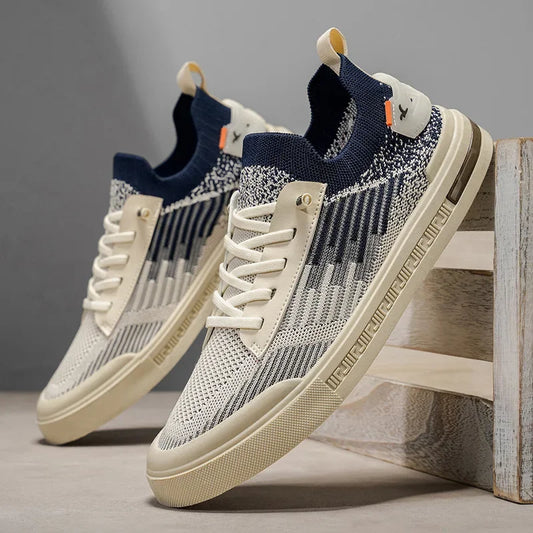 Męskie Sneakersy Dzianinowe Dwukolorowe z Wkładką EVA
