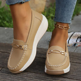 Damskie Mokasyny Na Platformie Gold Bit Slip On Z Elastyczna Podeszwa