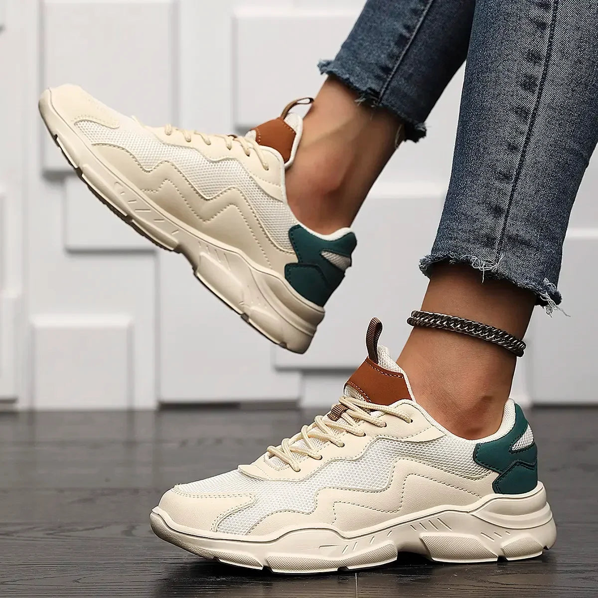 Damskie Buty Do Biegania W Stylu Retro Z Warstwową Siateczką I Amortyzowaną Podeszwą