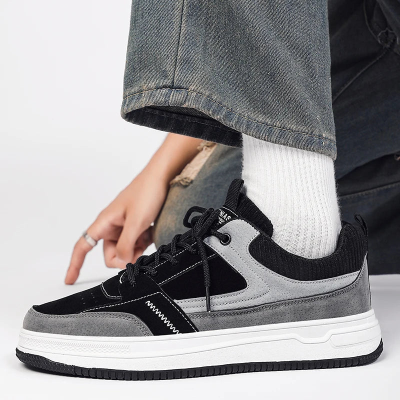 Męskie Sneakersy Patchworkowe z Amortyzowaną Wkładką i Sznurowaniem