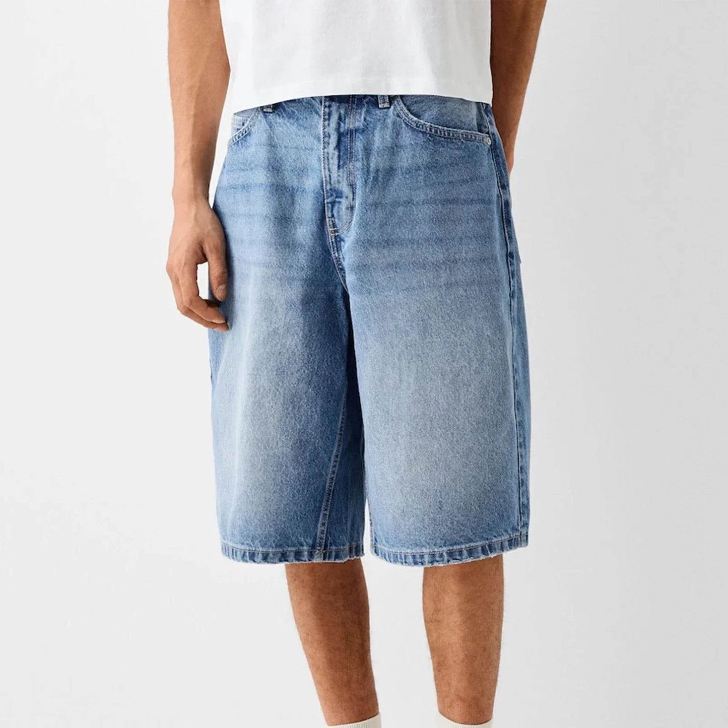 Meskie Szorty Denimblendshorts Baggy Fit Za Kolano Z Efektem Vintage