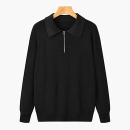 Męski Sweter z Półzamkiem, Fakturą i Kołnierzykiem Polo