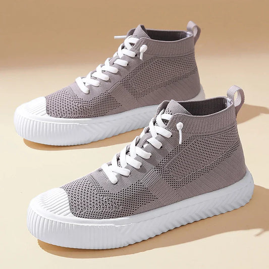 Męskie Sneakersy Wysokie Dzianinowe z Wkładką Ortopedyczną i Systemem Bez Wiązania