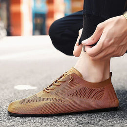 Meskie Oddychajace, Siateczkowe Trampki Sznurowane, Lekkie, Codzienne Buty