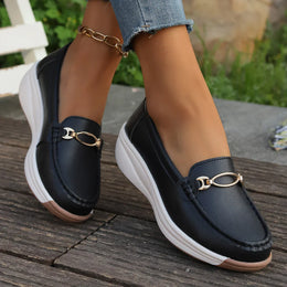 Damskie Mokasyny Na Platformie Gold Bit Slip On Z Elastyczna Podeszwa