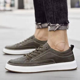 Męskie Sneakersy Sznurowane z Eko Zamszu, Amortyzowaną Wkładką i Lekką Podeszwą