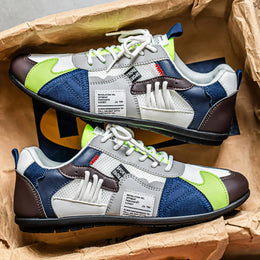 Męskie Sneakersy Sznurowane z Wielowarstwową Siateczką i Panelami