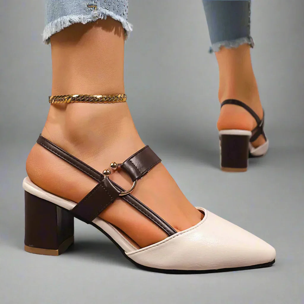 Damskie Czółenka Slingback na Słupku ze Wsparciem Łuku Stopy